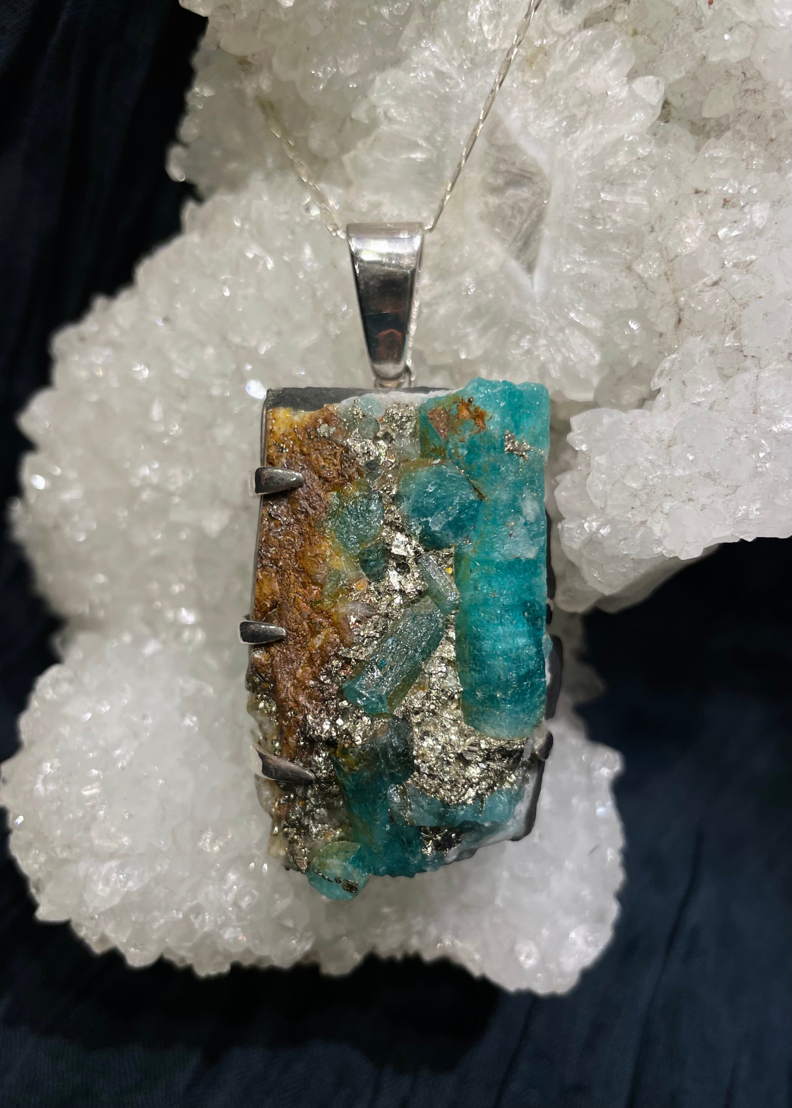 Selling Lazulite in Quartz with Pyrite Pendant