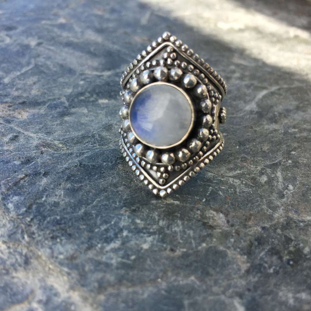 Moonstone Crown Ring - Floating Lotus