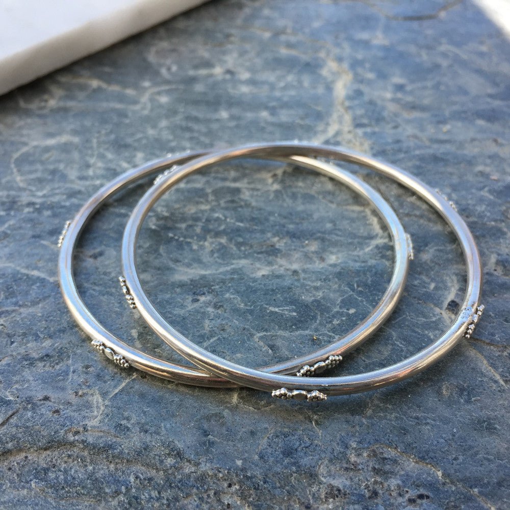 Delicate Sterling Silver Bangle - Floating Lotus