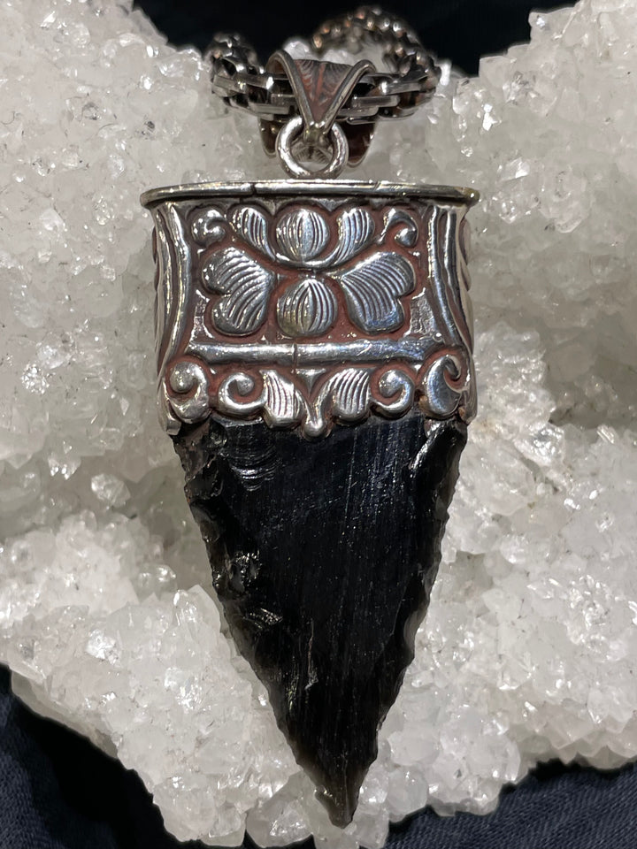 Obsidian & Moonstone Pendant