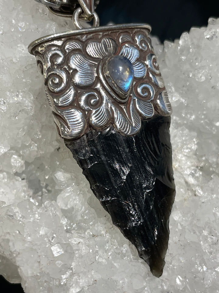 Obsidian & Moonstone Pendant