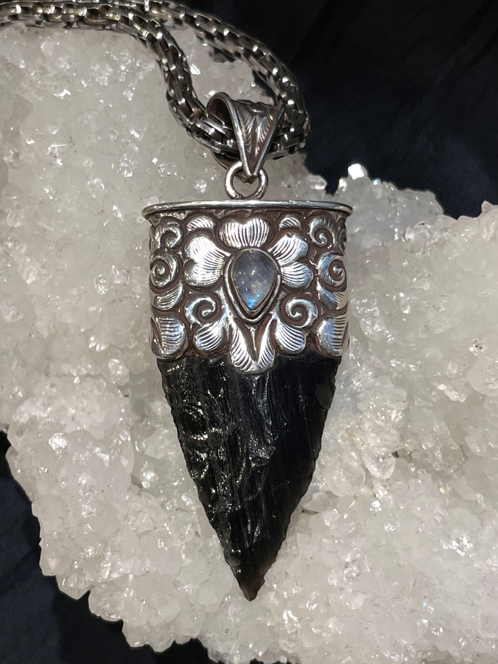 Obsidian & Moonstone Pendant