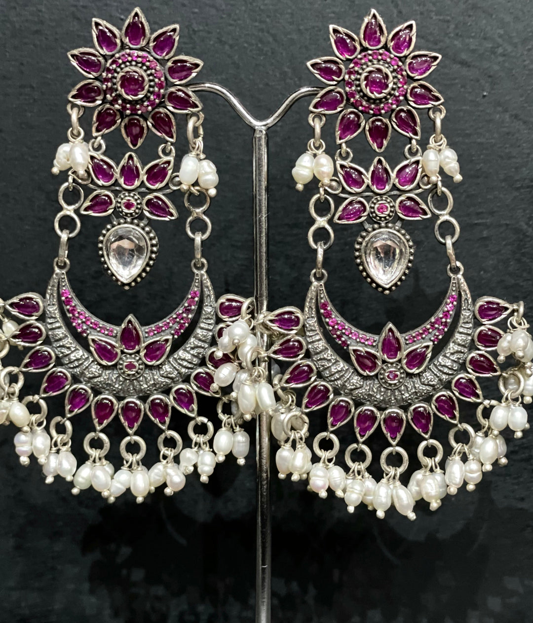 Banjara Ruby, Quartz & Pearl Earrings - Floating Lotus