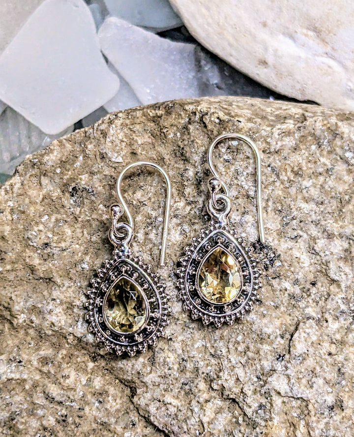 Beautifully Faceted Citrine Earrings - Floating Lotus