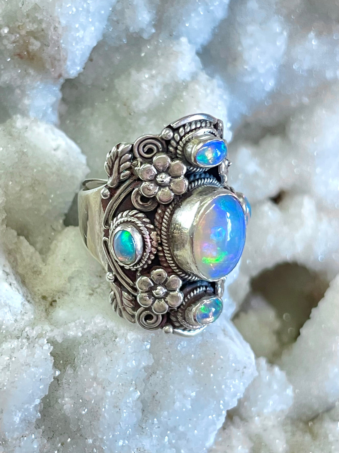 Blossoming Opal Ring - Floating Lotus