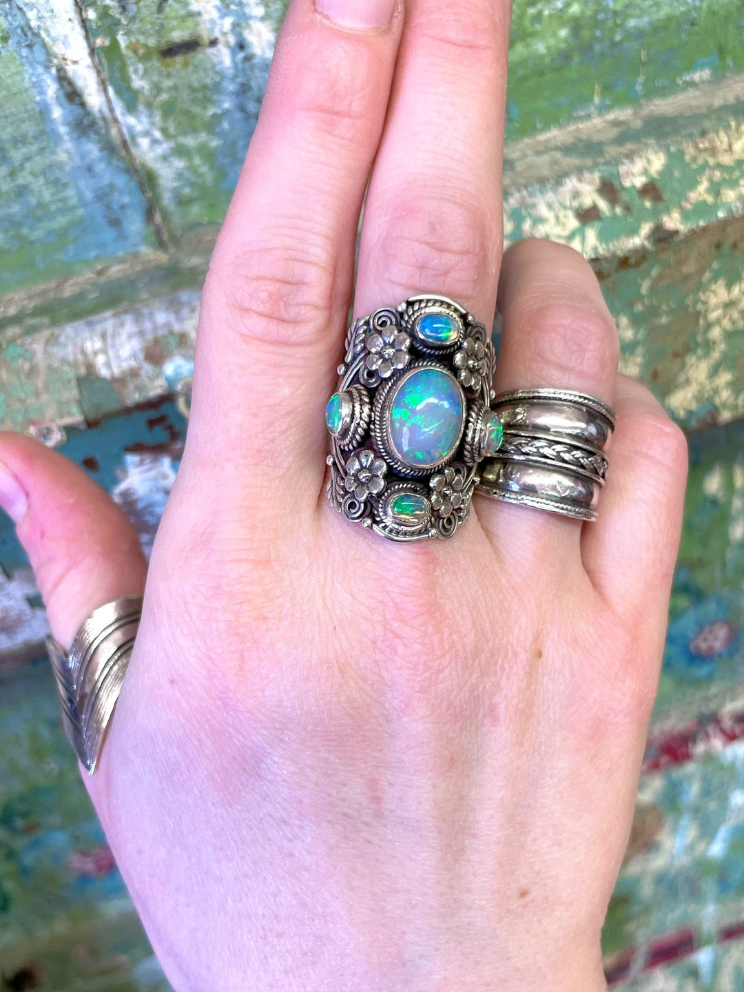 Blossoming Opal Ring - Floating Lotus