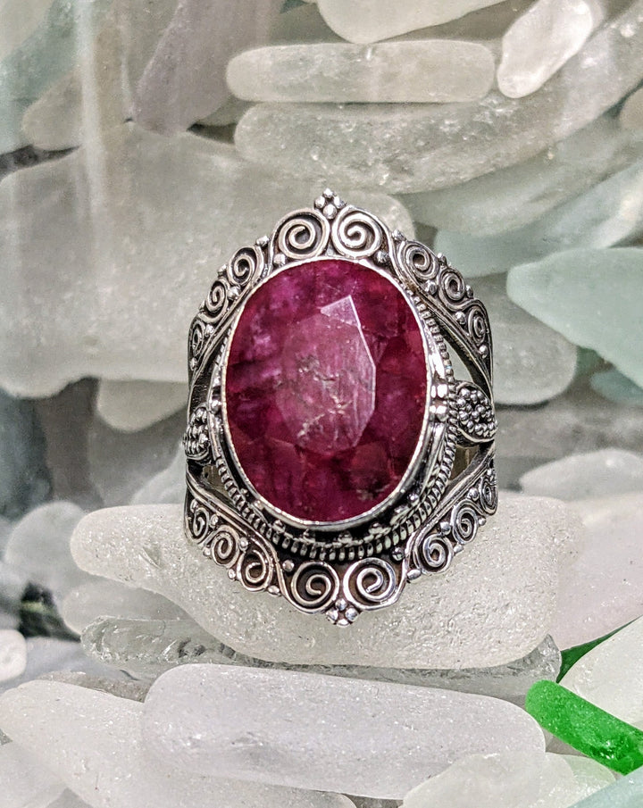 Brilliantly Designed Ruby Ring - Floating Lotus