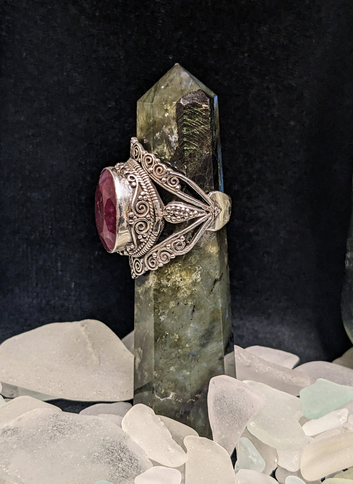 Brilliantly Designed Ruby Ring - Floating Lotus