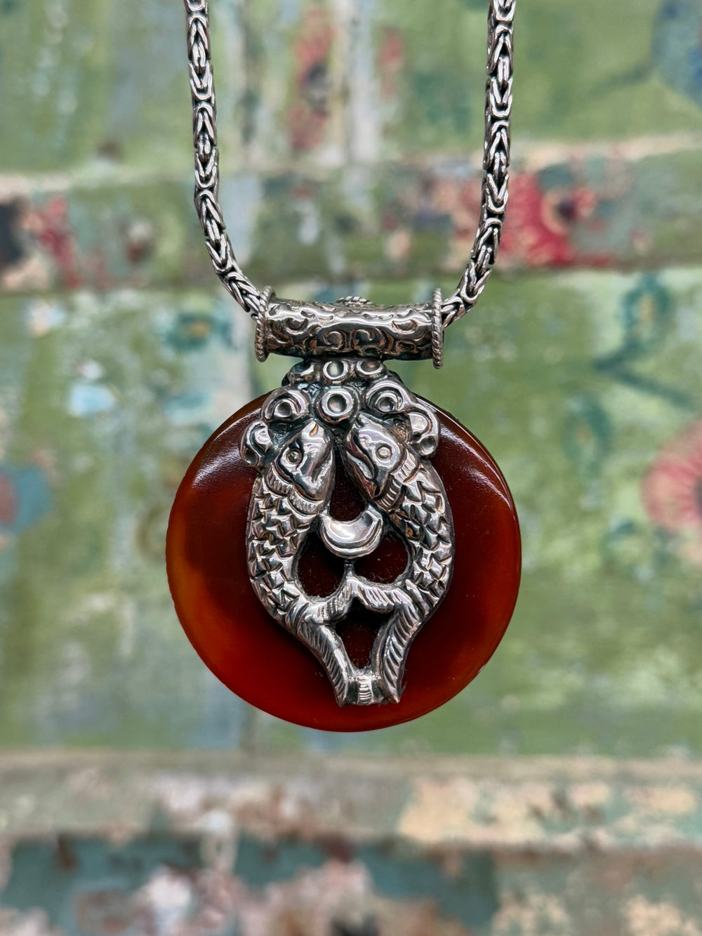 Carnelian Dragon Pendant - Floating Lotus