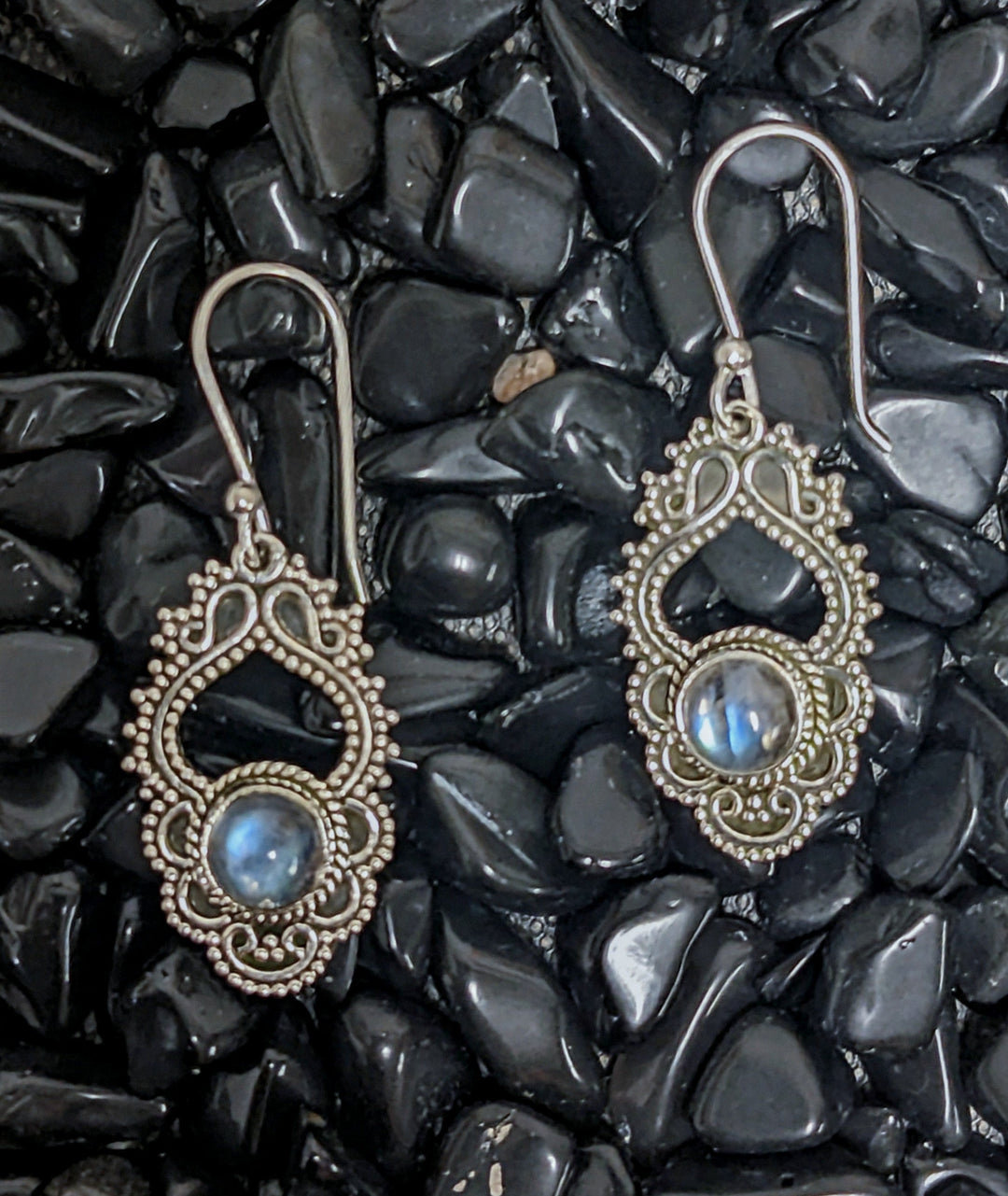 Dangly Labradorite Earrings - Floating Lotus