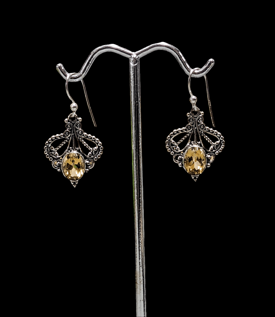 Delicate Citrine Earrings - Floating Lotus