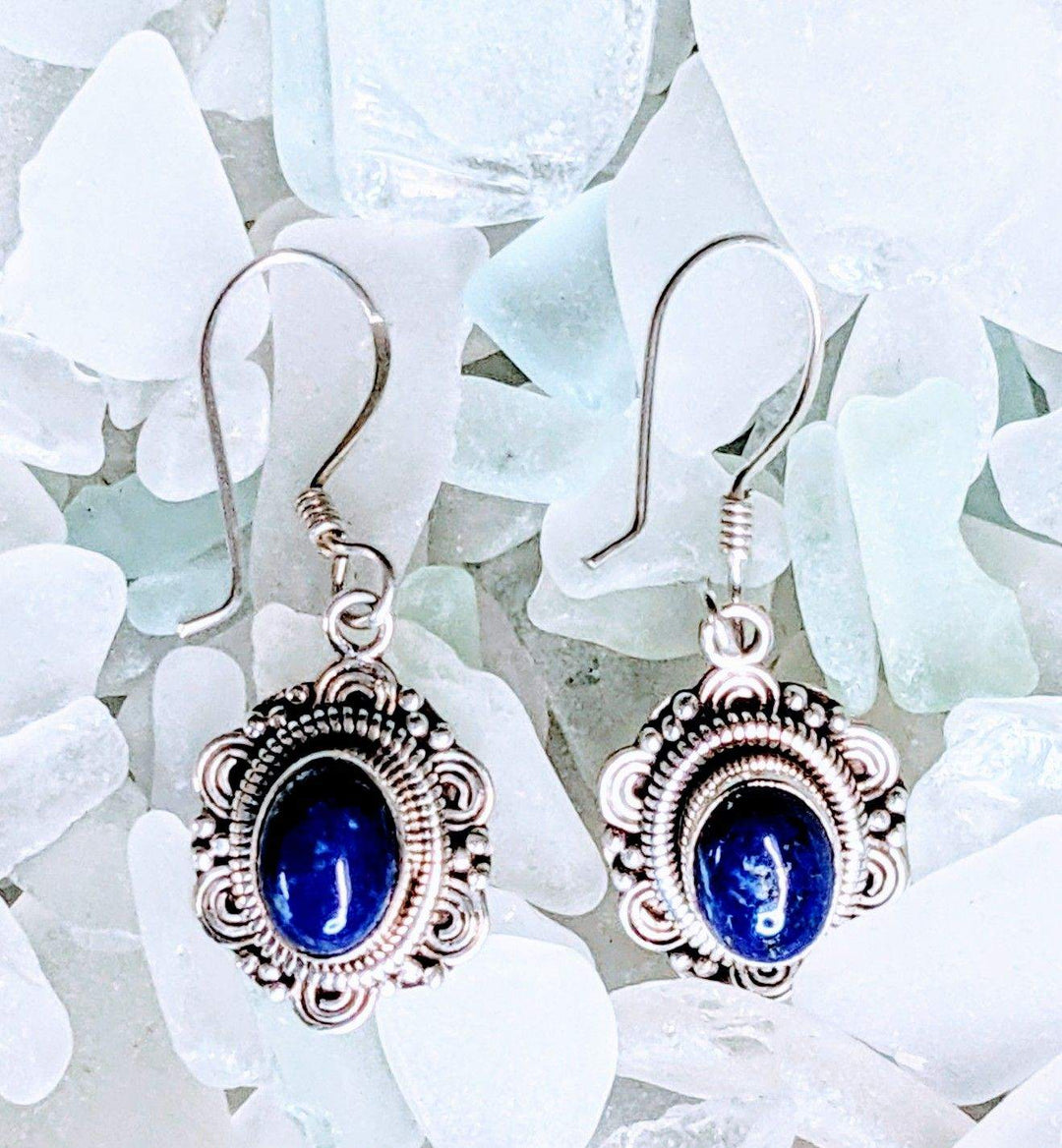 Elegant Lapis Earrings - Floating Lotus