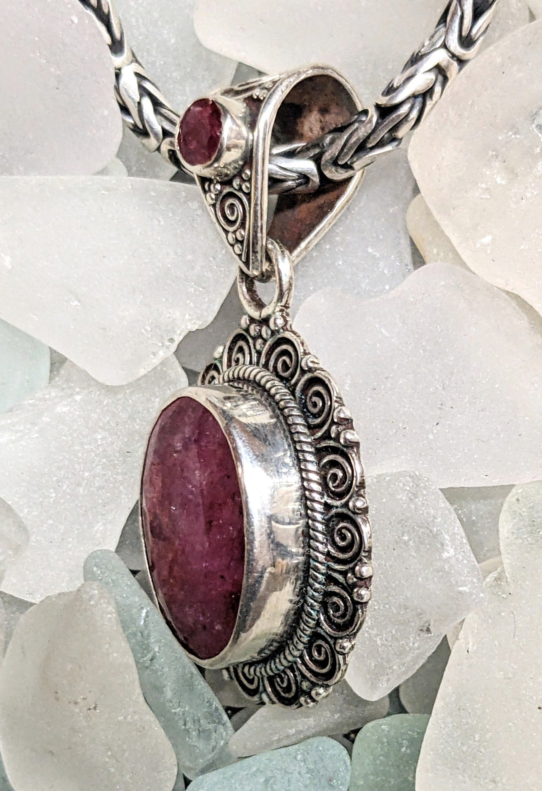 Elegant Passion Ruby Pendant - Floating Lotus