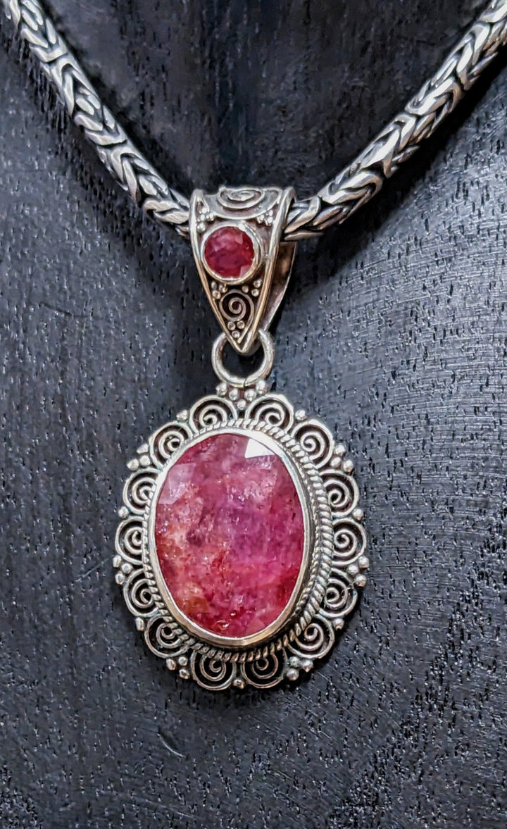 Elegant Passion Ruby Pendant - Floating Lotus