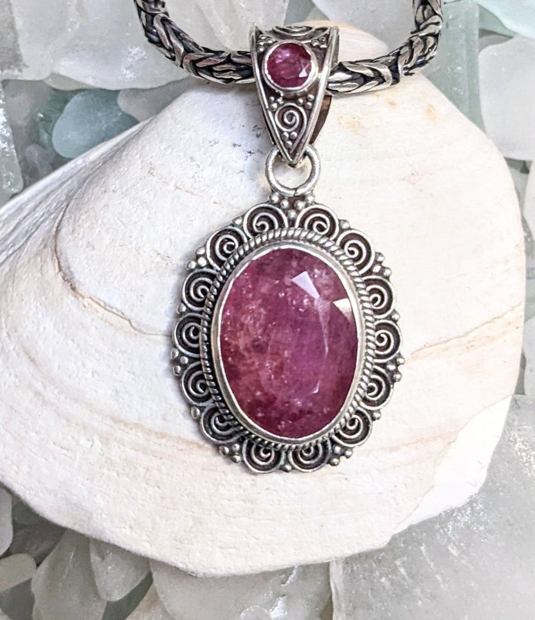 Elegant Passion Ruby Pendant - Floating Lotus