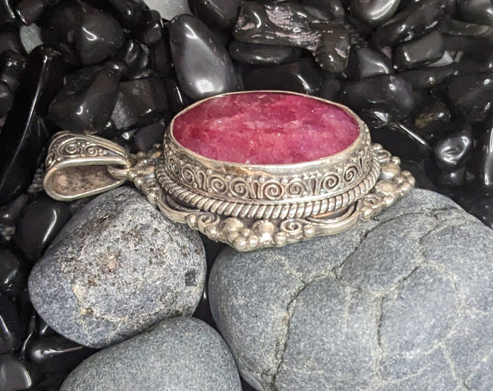 Elegant Ruby Strength Pendant - Floating Lotus