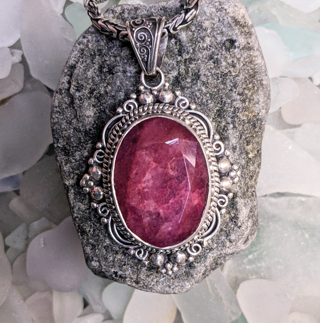 Elegant Ruby Strength Pendant - Floating Lotus