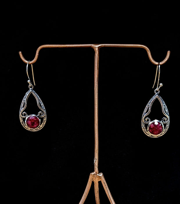 Elegant Ruby Teardrop Earrings - Floating Lotus