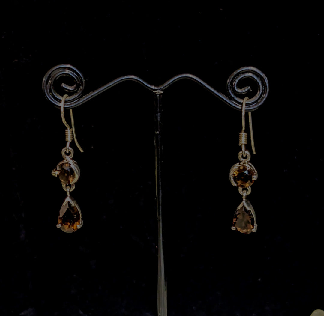 Elegant Smoky Topaz Drop Earrings - Floating Lotus