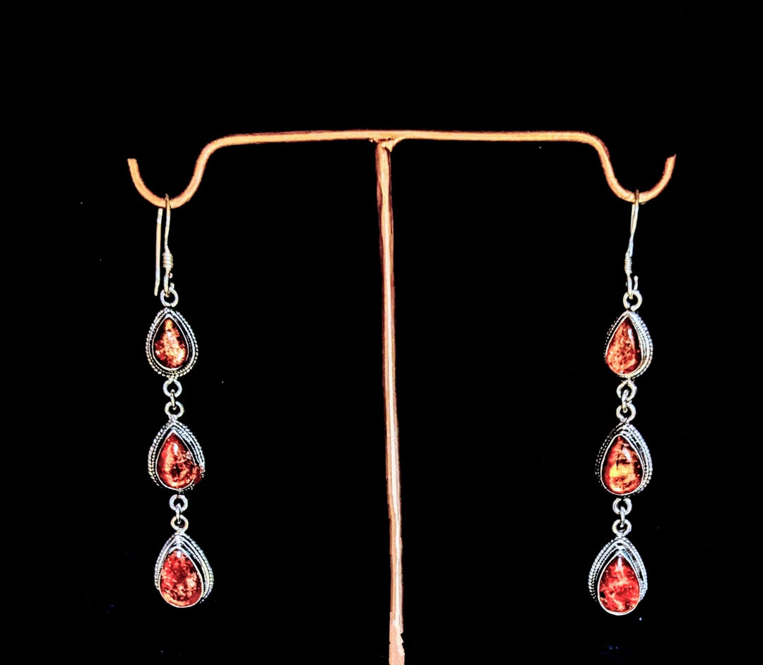 Elegant Sunstone Drop Earrings - Floating Lotus