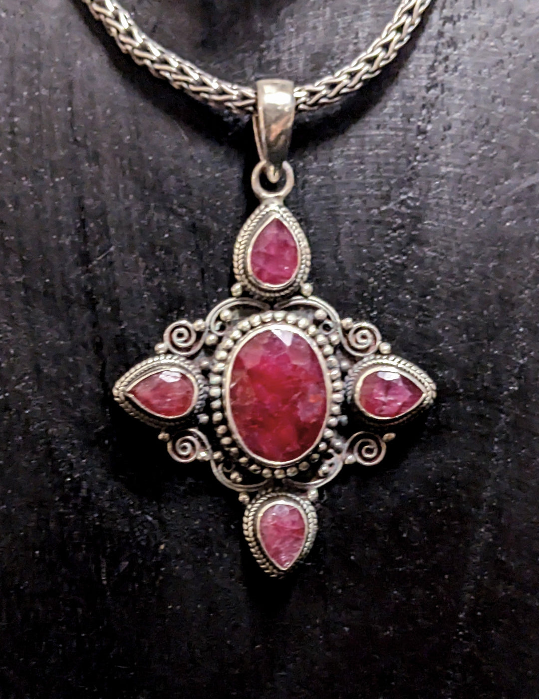 Elegantly Detailed Ruby Pendant - Floating Lotus