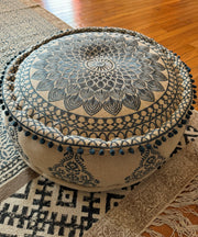 Embroidered Pouf - Floating Lotus