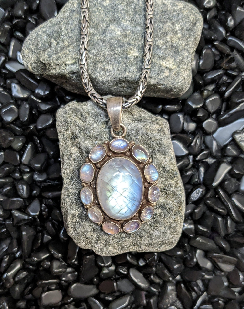 Ethereal Moonlight of Moonstone Pendant - Floating Lotus