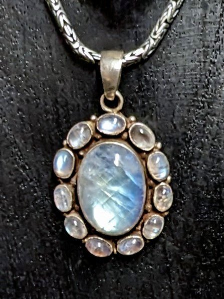 Ethereal Moonlight of Moonstone Pendant - Floating Lotus