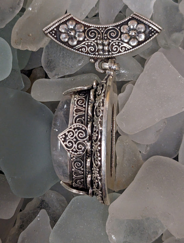 Exquisite Moonstone with Exceptional Sterling Detail - Floating Lotus