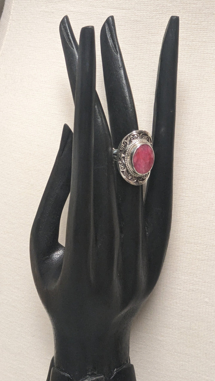 Exquisite Ruby Protection Ring - Floating Lotus