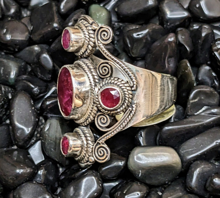 Exquisitely Detailed Ruby Ring - Floating Lotus