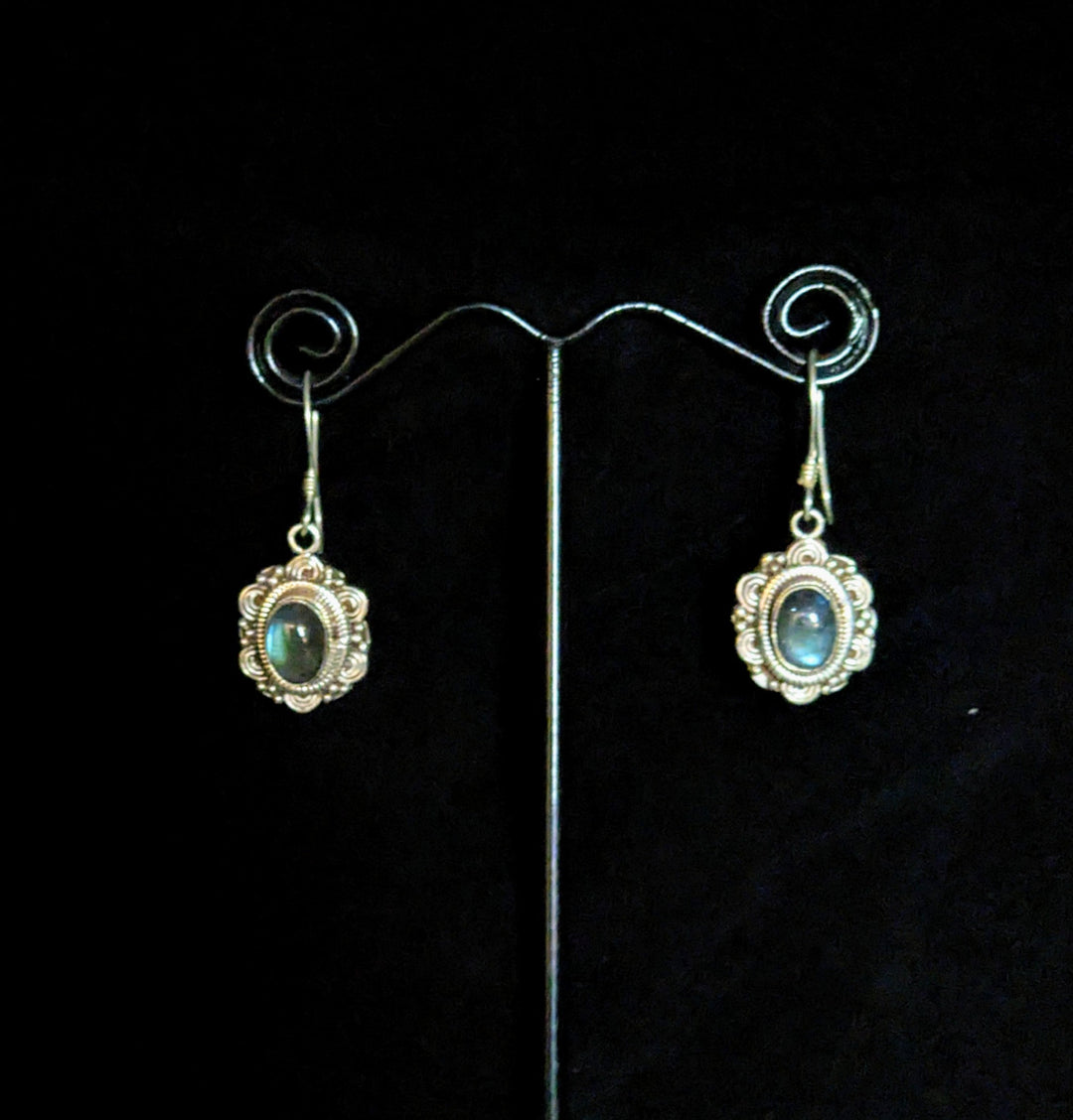 Gorgeous Labradorite Circular Earrings - Floating Lotus