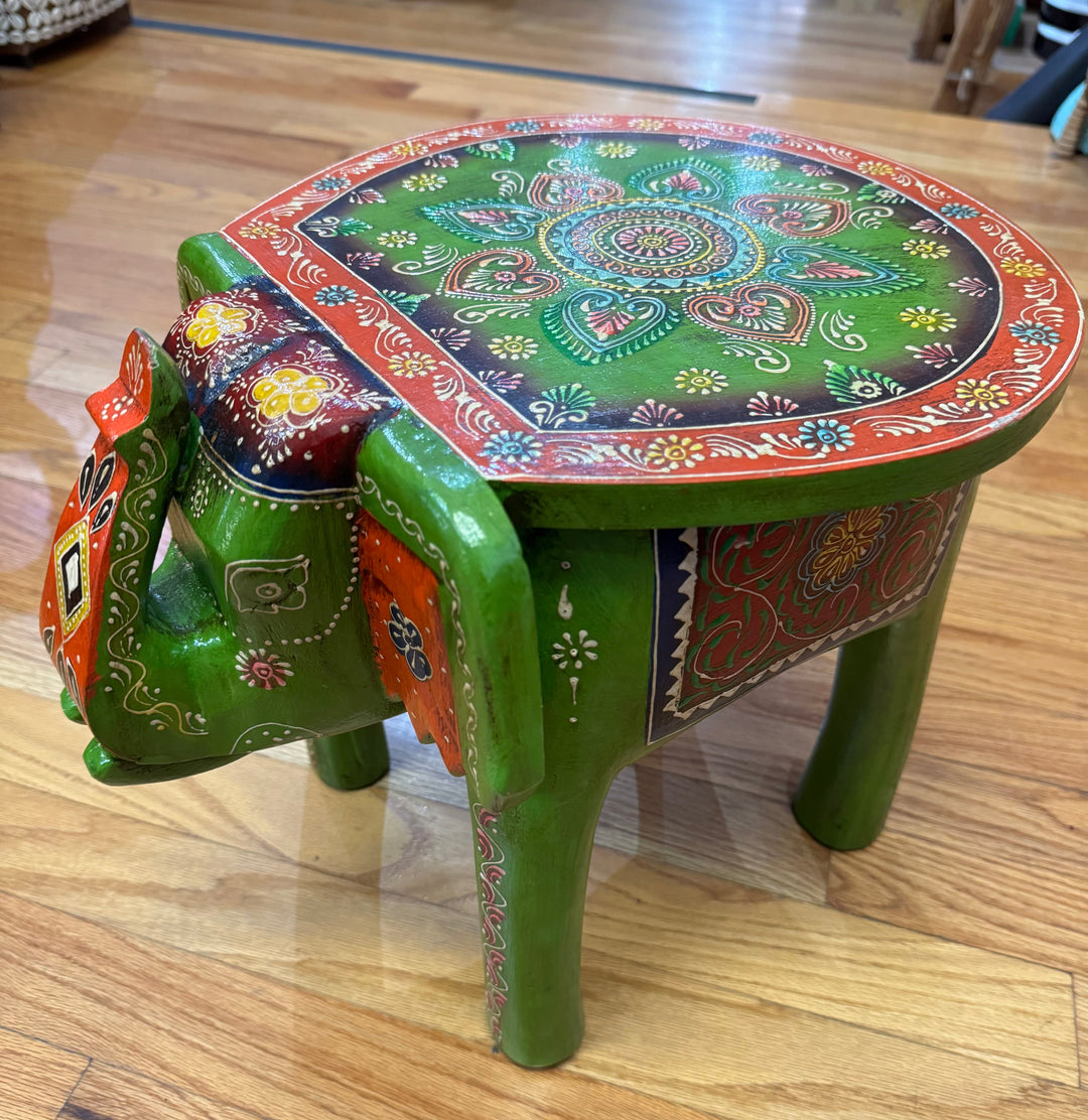 Green Elephant Stool Painted - New Arrival! - Floating Lotus