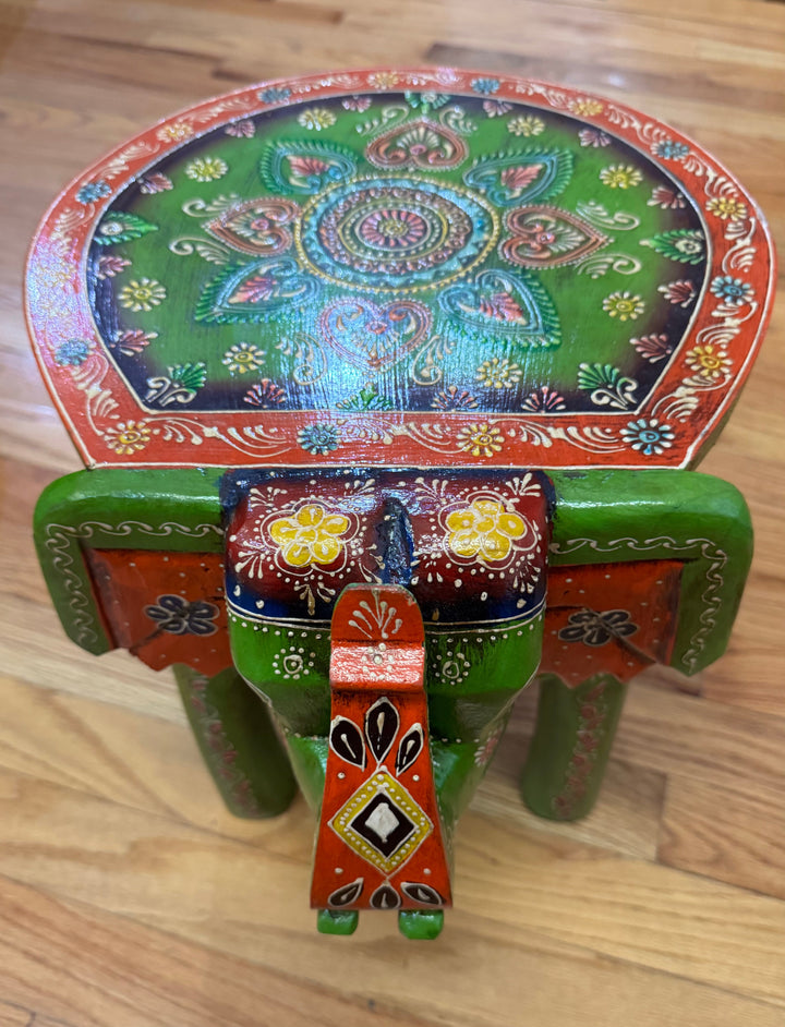 Green Elephant Stool Painted - New Arrival! - Floating Lotus