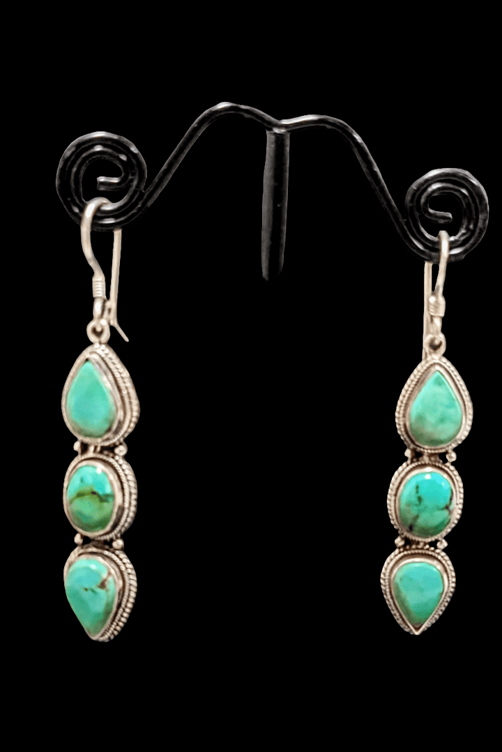 Green Turquoise Drop Earrings - Floating Lotus