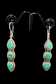 Green Turquoise Drop Earrings - Floating Lotus