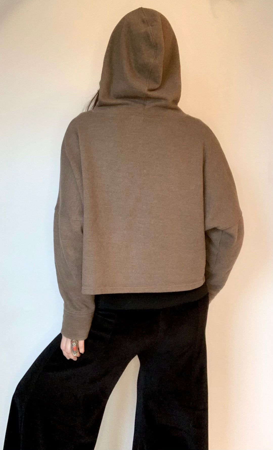 Hooded Cropped Sweatshirt - Floating Lotus