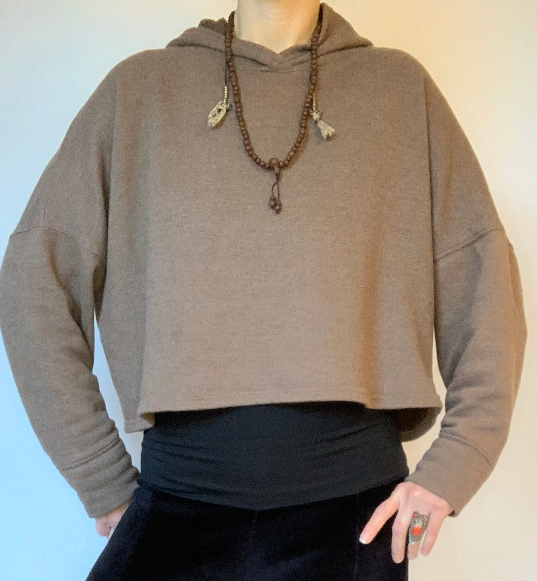 Hooded Cropped Sweatshirt - Floating Lotus