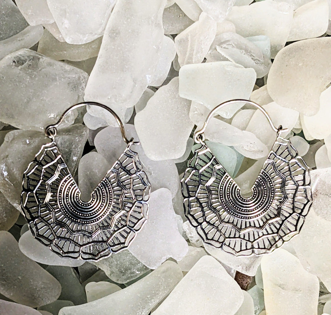 Intricate Lace Silver Earrings - Floating Lotus