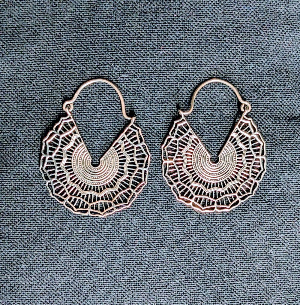 Intricate Lace Silver Earrings - Floating Lotus