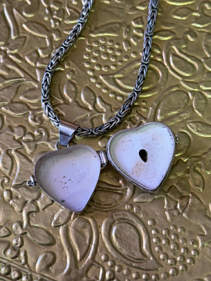 Labradorite Heart Locket Pendant - Floating Lotus