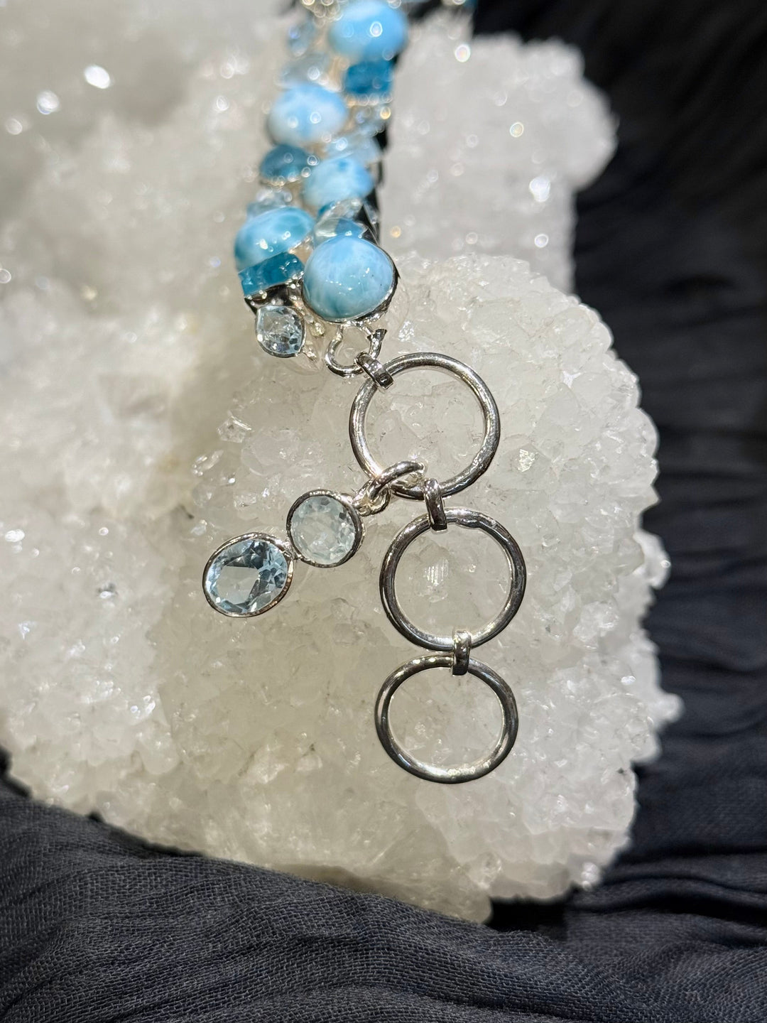 Larimar, Apatite and Aquamarine Bracelet - Floating Lotus