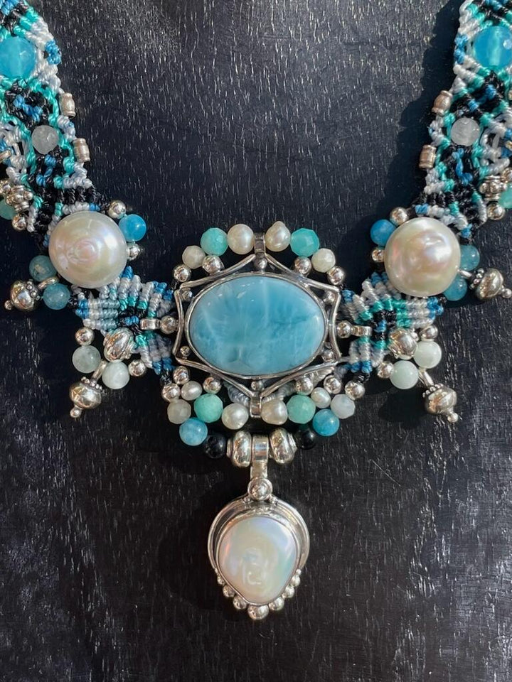 Larimar Necklace - Floating Lotus