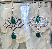 Lotus Emerald Earrings - Floating Lotus