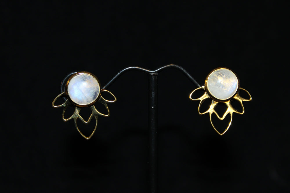 Lotus Moonstone Earrings - Floating Lotus