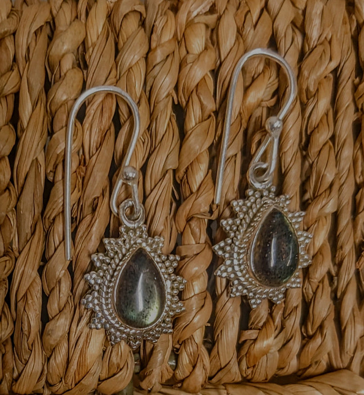 Lovely Labradorite Drop Earrings - Floating Lotus