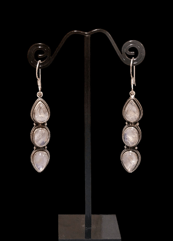 Lovely Luminous Moonstone Drop Earrings - Floating Lotus