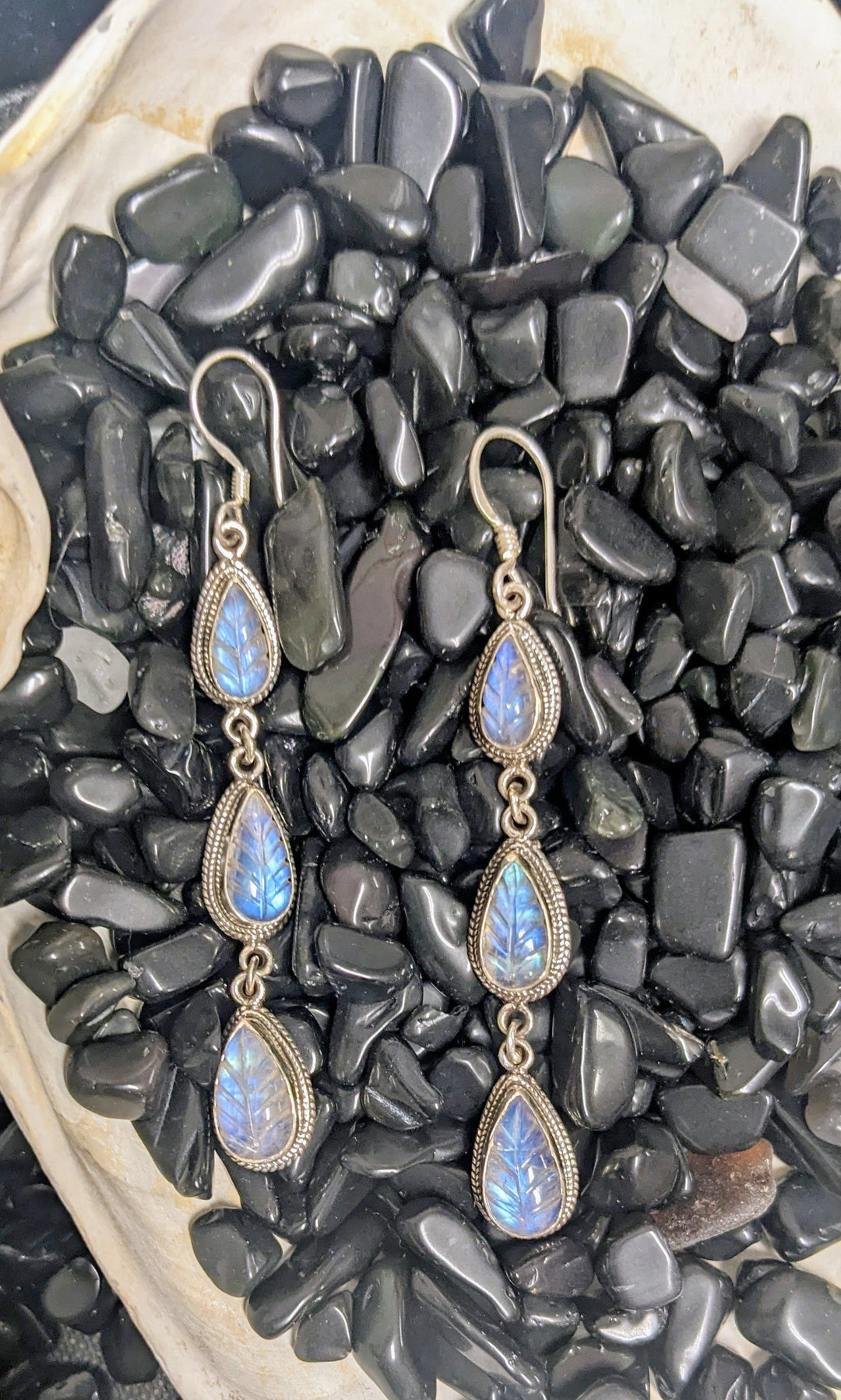 Lovely Moonstone Cascade Earrings - Floating Lotus