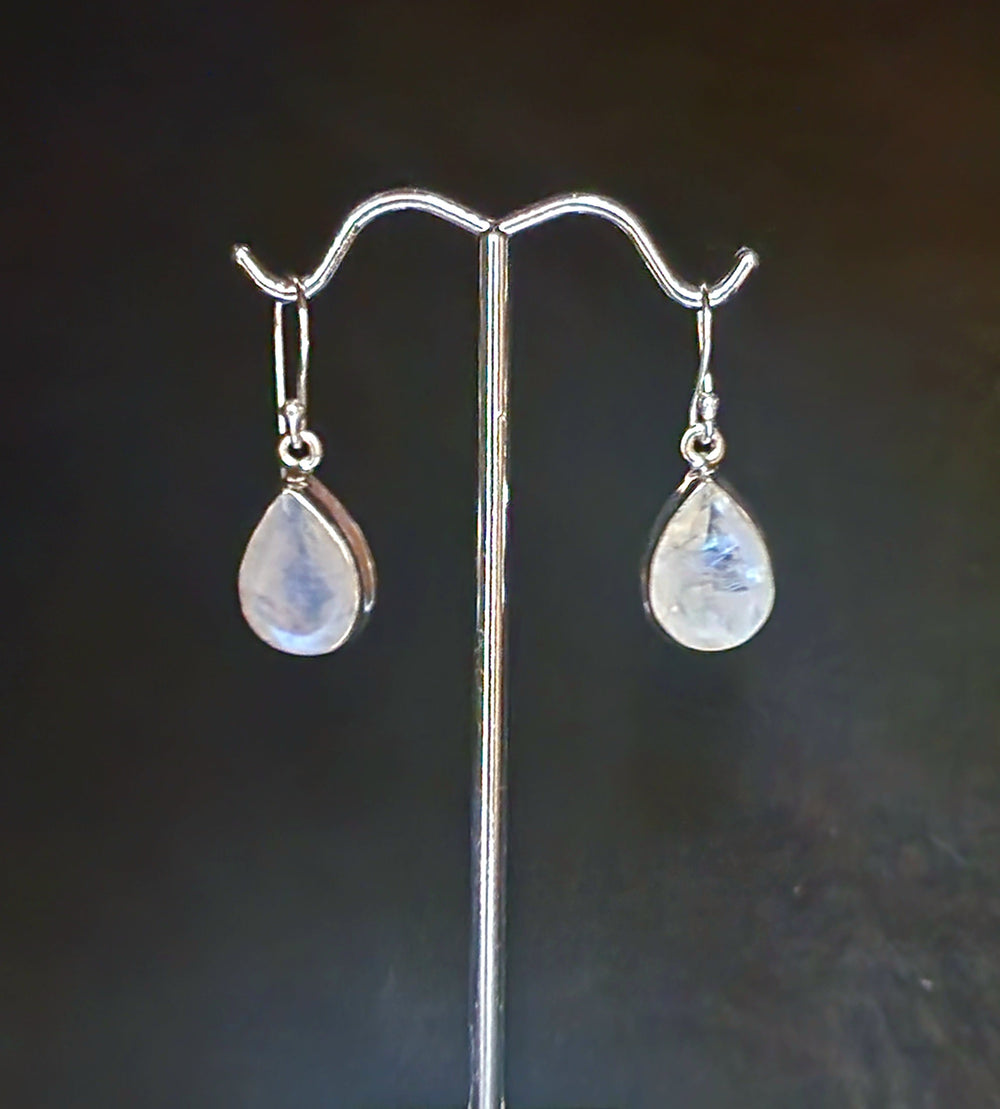 Luminous Moonstone Drop Earrings - Floating Lotus