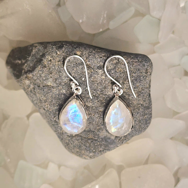 Luminous Moonstone Drop Earrings - Floating Lotus